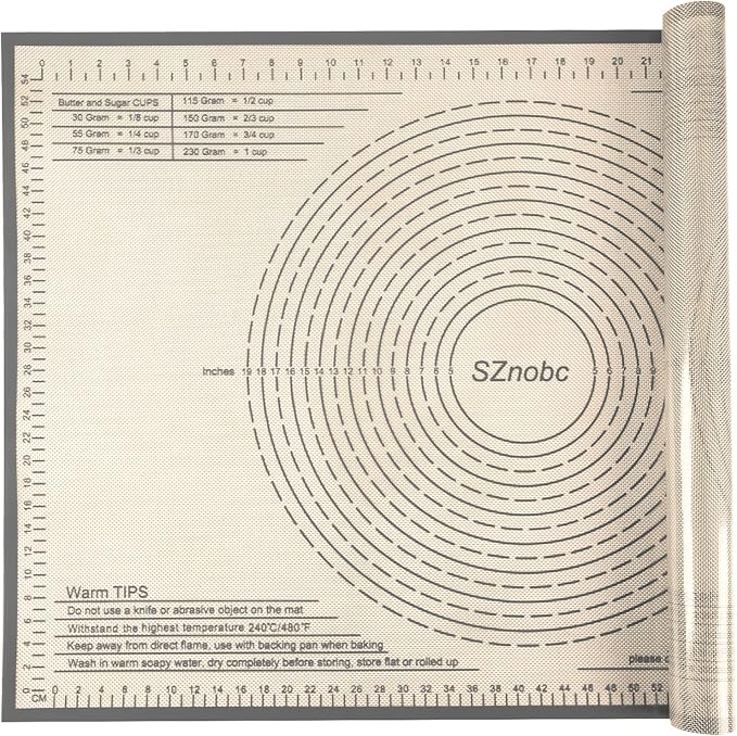 Extra Large Silicone Pastry Mat 36x24 Inch - Nonstick Baking Mats with Measurements, Great for Dough Rolling, Pastry, Pie Crust, Fondant, Cookies, Bread, Pasta, Pizza, Counter Mat