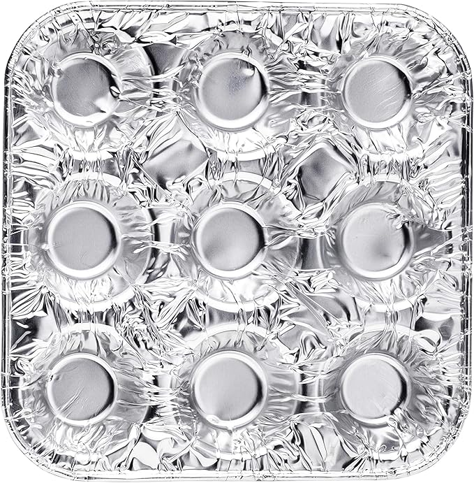 9-Cavity Mini Cupcake and Muffin Pans | Disposable Aluminium Baking Pans | Use for Baking Mini Muffin, Cupcake, Cake | For Weddings, Parties, Birthdays, Gatherings (100 Pack)