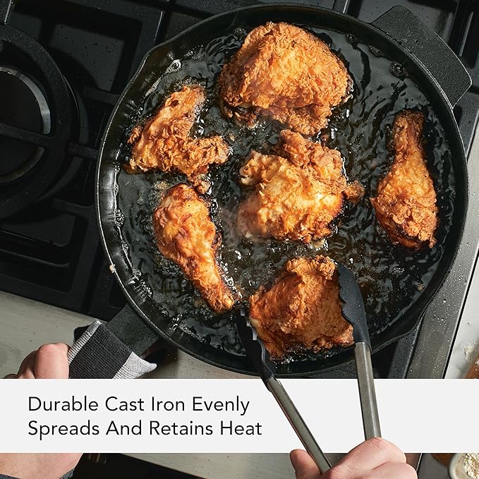 KitchenAid 48395 Seasoned Cast Iron Frying Pan/Skillet, 12 Inch - Black