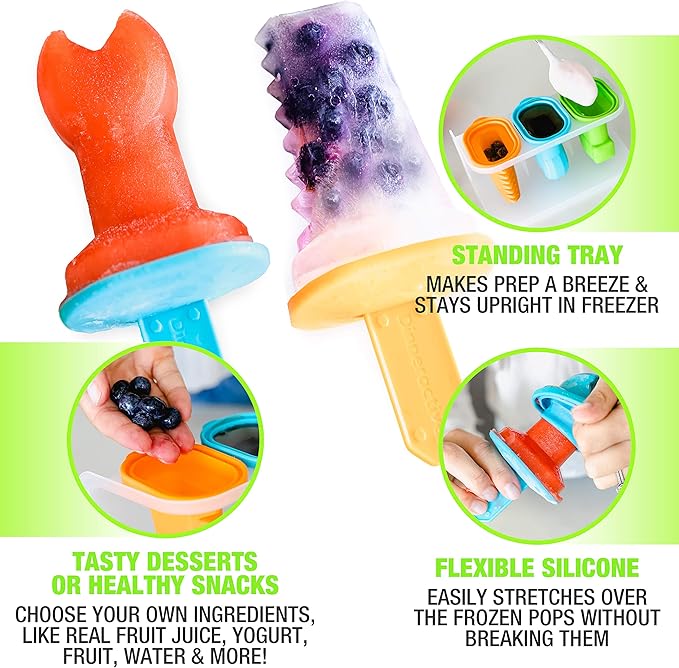 Dinneractive Play Pop Popsicle Molds - 3 PC Tool Themed Set - Reusable Silicone Molds for DIY Popsicles for Kids
