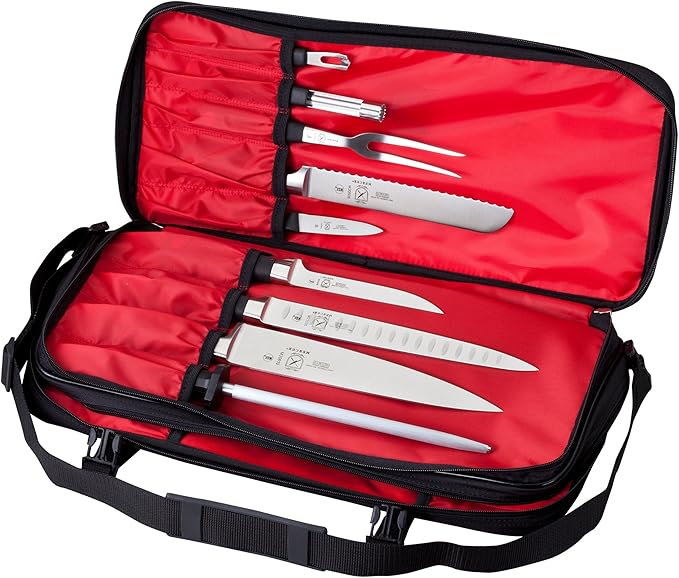 Mercer Culinary Double-Zip 17-Pocket Knife Case,Black