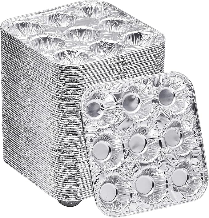 9-Cavity Mini Cupcake Easy and Simple Release Muffin Pans - Disposable Aluminum Baking Cup Cake Mold Pan - For Weddings, Gatherings, Birthdays, Parties (24)