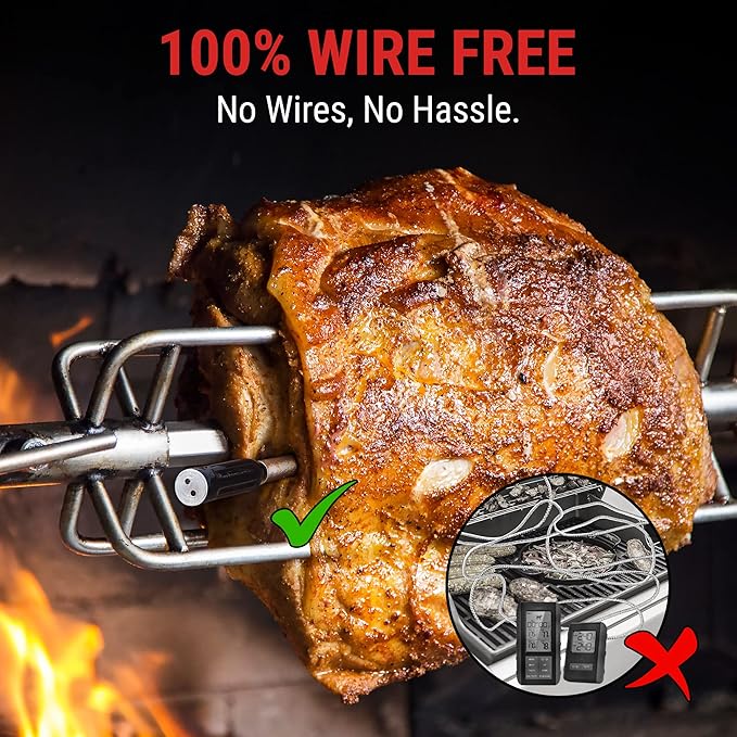 ThermoPro TempSpike 500 ft Wireless Meat Thermometer Digital, Bluetooth Meat Thermometer Wrieless for Beef Lamb Chicken Turkey, Smoker Acccessories for Rotisserie Sous Vide BBQ Oven Air Fryer
