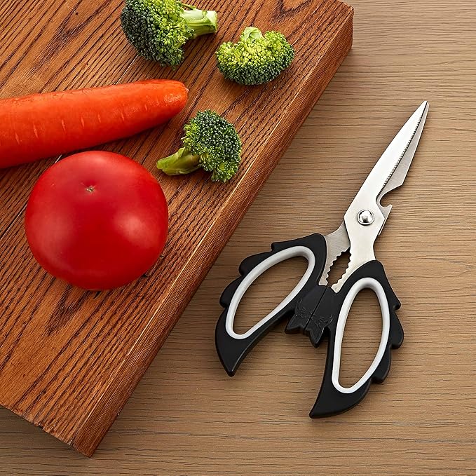 Livin Angel Wings Cat Style Kitchen Ambidextrous Scissors for Women, Large Grip Openings Utensils, Halloween Kitchen Accessories for Vegetables Meat Cutting, Comfortable Ergonomic Fit for Office