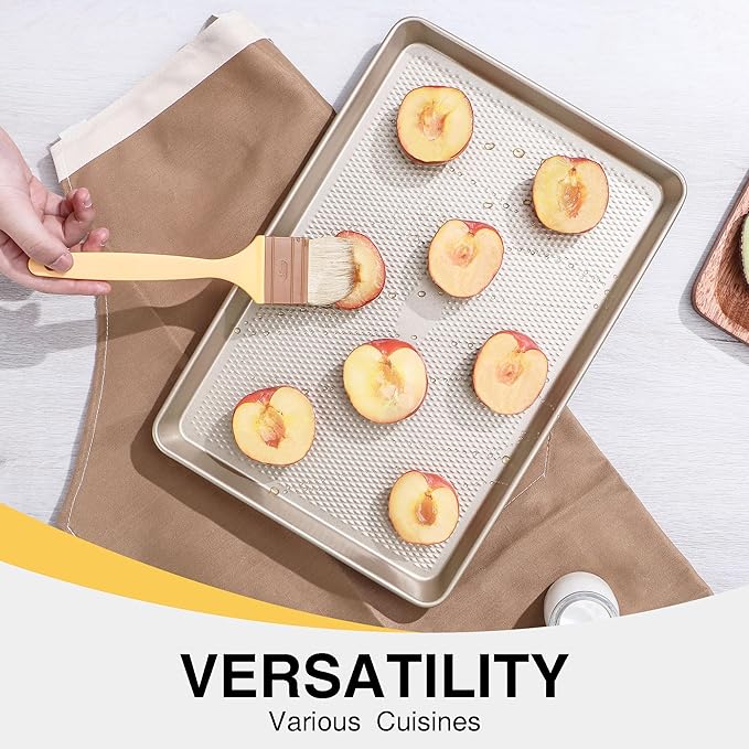 HONGBAKE 2 Pack Quarter Sheet Pans for Baking Nonstick, Commercial Cookie Sheet for Baking with Diamond Texture Surface, 57% Thicker Carbon Steel 9 x 13 Baking pan