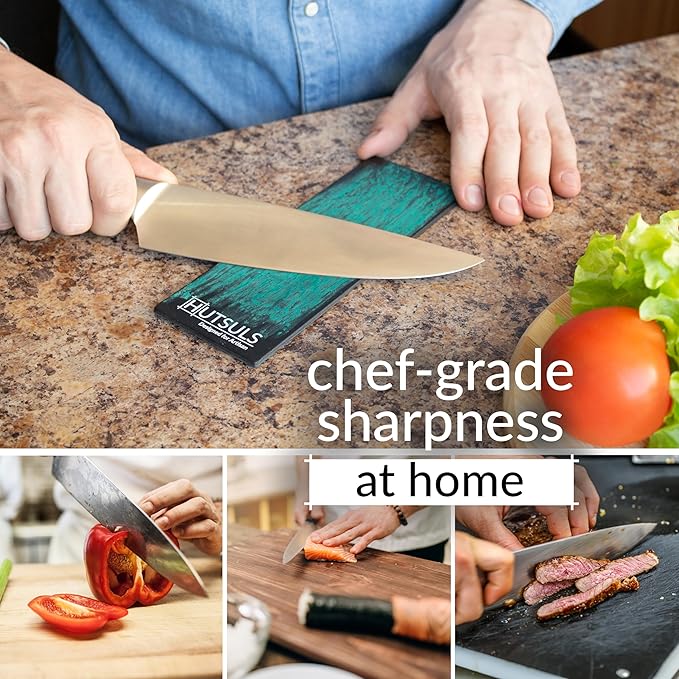 Hutsuls Black Leather Strop with Compound - Get Razor-Sharp Edges with Stropping Kit, Green Honing Compound & Vegetable Tanned Two Sided Leather Strop Knife Sharpener Step-by-Step Guide Included