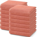 Homaxy 100% Cotton Waffle Weave Kitchen Dish Towels, Ultra Soft Absorbent Quick Drying Cleaning Towel, 13 x 28 Inches, 12-Pack, Coral