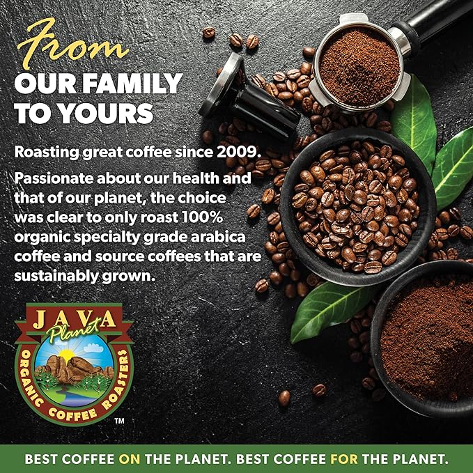Low Acid Organic Coffee – Whole Bean, Mold-Free & Stomach Friendly by Java Planet, Espresso Blend Coffee, Dark Roast, Smooth Full Flavored, 1LB Bag