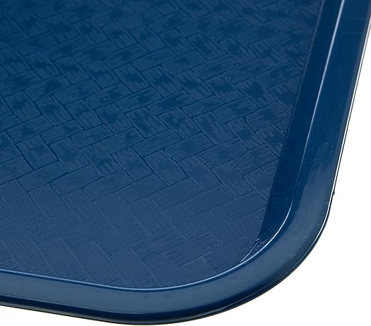 Carlisle FoodService Products Cafe Fast Food Cafeteria Tray with Patterned Surface for Cafeterias, Fast Food, And Dining Room, Plastic, 16.31 X 12.06 X 0.7 Inches, Blue, (Pack of 24)