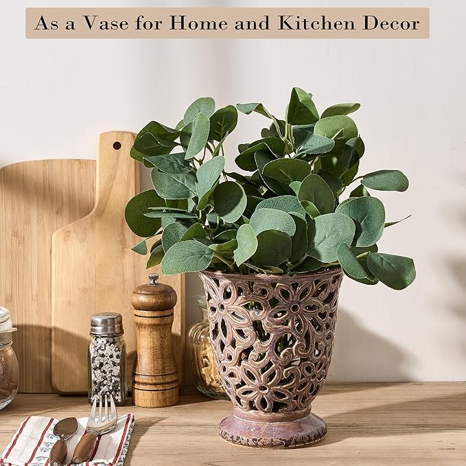 Utensil Holder for Kitchen Counter, Modern Farmhouse Cooking Utensil Holder and Crock Home Kitchen Decor, Ceramic Utensil Organizer for Spatula, Ladle, Eggbeater, Rolling Pin- Kiln-Transformed Purple