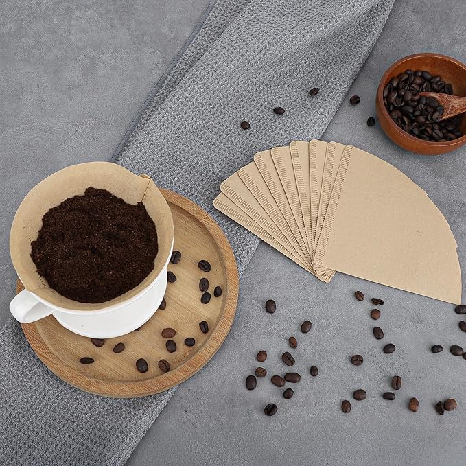 Segarty #2 Cone Coffee Filters, 200 Count Pack Size 2-4 Cup Natural Unbleached Brown Disposable Coffee Filters Paper for Pour Over Coffee Maker