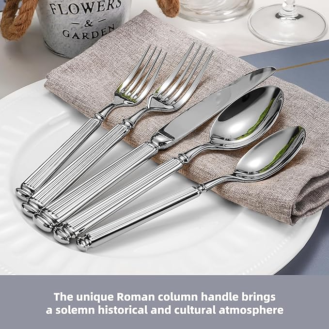 40-Piece Heavy Duty Silverware Set for 8, 18/10 Stainless Steel Forged Flatware Set, Extra Thick Heavy Weight, Ideal for Gift