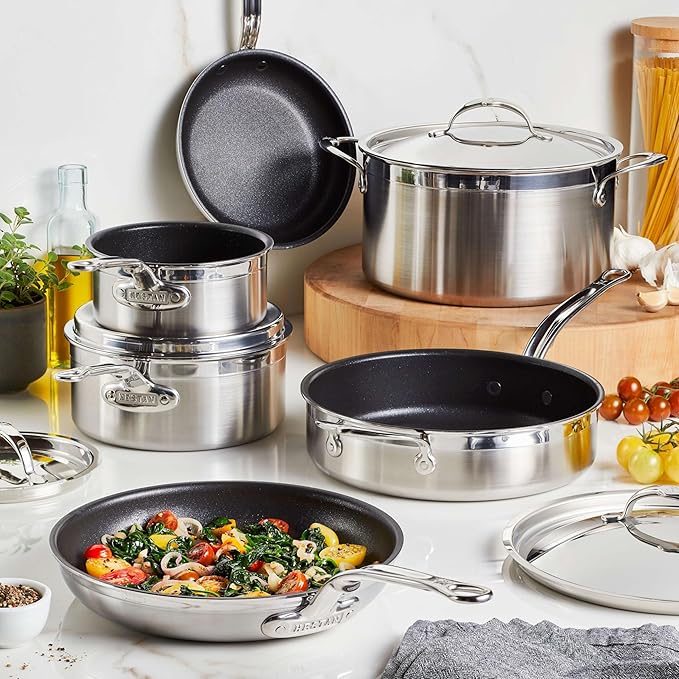 Hestan ProBond Forged TITUM - Professional Clad Stainless Steel, Nonstick, Frying Pan Set (8.5'' & 11''), Induction Compatible, Made without PFOAs
