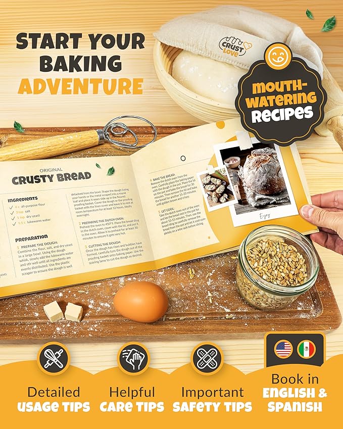 Cast Iron Dutch Oven for Bread Baking - incl. Sourdough Bread Baking Supplies like Banneton Bread-Proofing Basket - 3.2QT Bread-Oven with Lid and handles -Bread pan, Bread-Banking Pan
