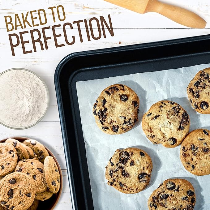 NutriChef 2-Piece Baking Sheet Non Stick - Premium Carbon Steel Cookie Sheets for Baking - Large and Medium Baking Trays for Oven - Blue Diamond