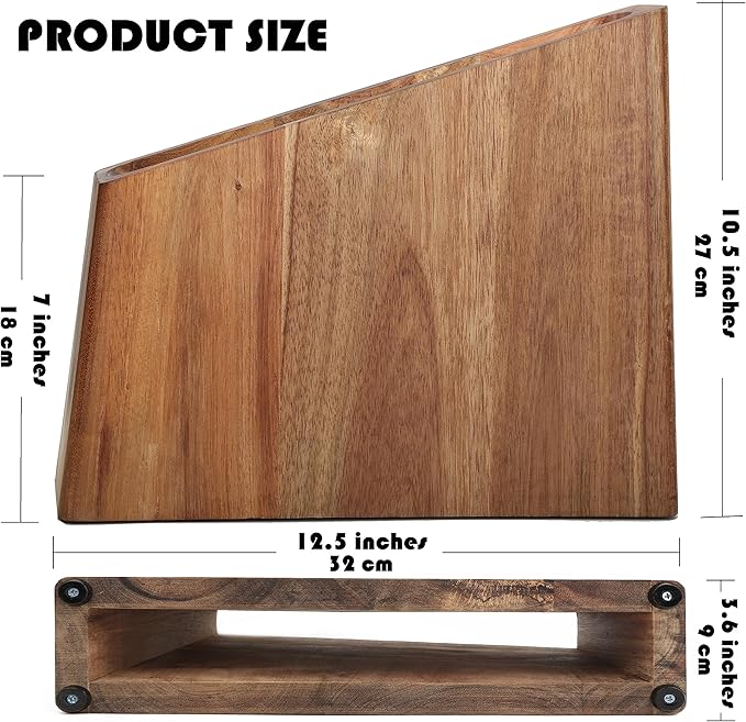 Resafy Magnetic Knife Wooden Block Knife Display Holder Rack Double Side Magnetic Stands with Strong Enhanced Magnets Kinves Strip Magnetic Knife Holder