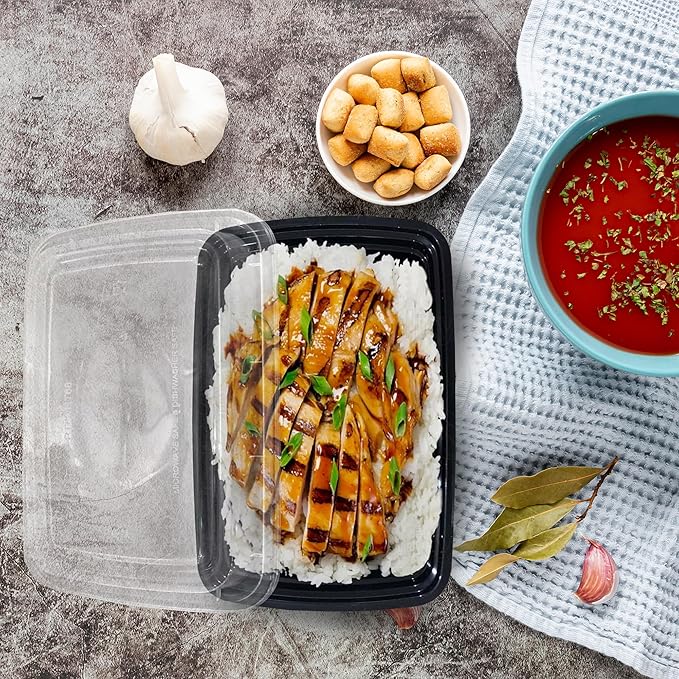 Ruthy's Outlet Meal Prep Containers W/Lids -Square Food Storage – BPA-Free| Stackable | Microwave | Freezer & Dishwasher Safe | Reusable Lunch Bento Box Portion Control & Planning (30 Pack, 24 oz)