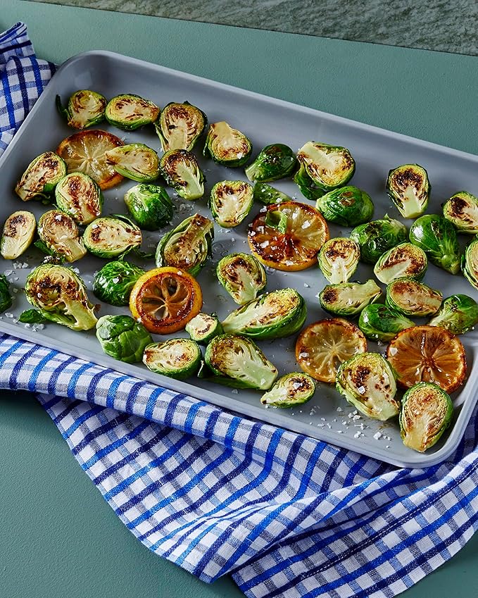 Caraway Non-Stick Ceramic Baking Sheet Trio - Naturally Slick Ceramic Coating - Non-Toxic, PTFE & PFOA Free - 18 x 13" Large, 15 x 10" Medium, & 9" x 13" Small - Cream