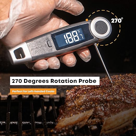 Finaltouch X10 Instant Read Digital Meat Thermometer NSF Certified Waterproof Professional for Cooking Grilling BBQ Baking Candy Oil with Rotating Probe and Backlit Display (Royal Navy)