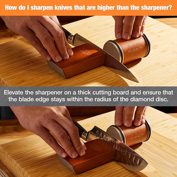 Rolling Knife Sharpener Kit for Kitchen – Chef Knife Sharpening Tool with 15° & 20° Magnetic Angle, Wooden Roller Base, Diamond Discs – Easy Manual Sharpener System
