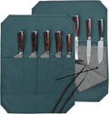 Chef's Knife Roll Bag, Heavy Duty Waxed Canvas With Cut-Resistant Lining Knife Bag (5 Slots, DarkGreen)