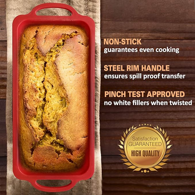 Silicone Bread Loaf Pan - Non Stick Silicone Loaf Pans for Baking - Meatloaf Bread Pans - BPA free Perfect for Oven & Dishwasher safe