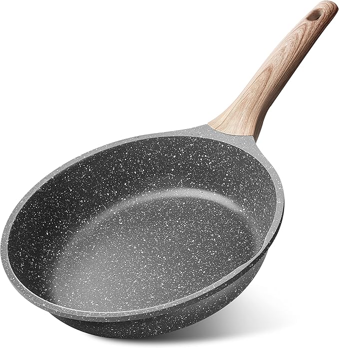 Caannasweis Nonstick Granite Frying Pan Skillet, Non Stick Omelette Fry Pans, Omelet Egg Pan, Stone Cookware Chef's Pan, Induction Compatible, PFOA Free (Gray, 12 Inch)