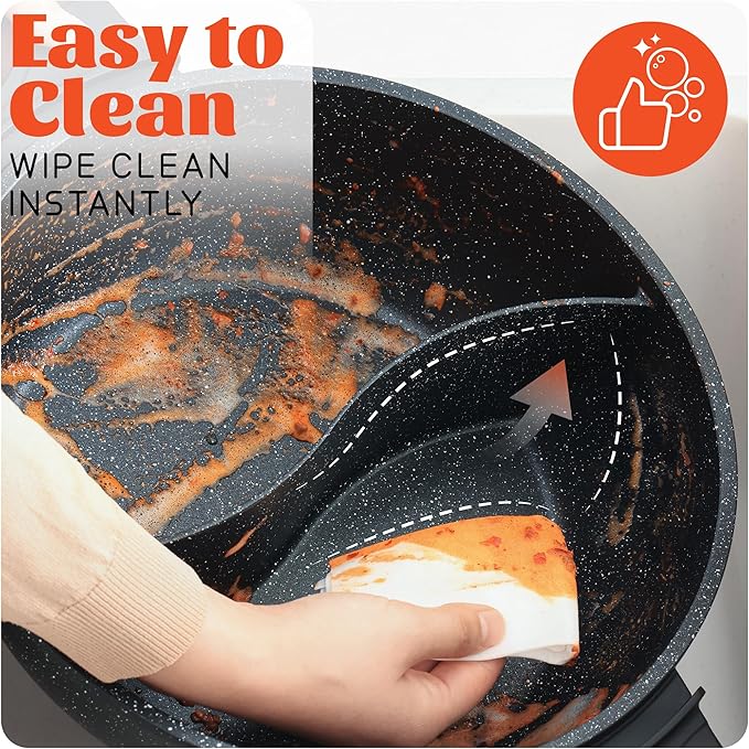 TWIN™ Electric Hot Pot with Divider | EvenHeat Cast Aluminum Non-Stick Pot for No-Spot Cooking | 1500W Fast Heating | 4.5QT Dual-Flavor Shabu Shabu Pot for Family Use | 1-Yr Warranty