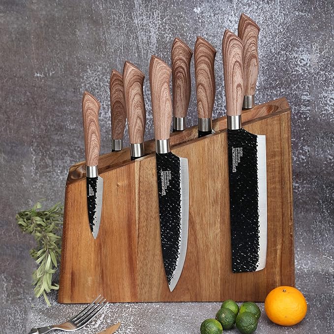 Resafy Magnetic Knife Wooden Block Knife Display Holder Rack Double Side Magnetic Stands with Strong Enhanced Magnets Kinves Strip Magnetic Knife Holder