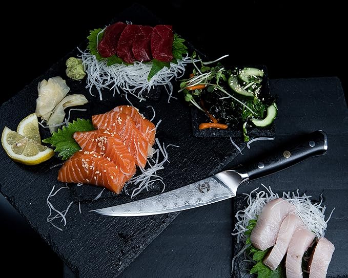 Regalia Boning/Fillet Knife: Professional Japanese 6 Inch Razor Sharp AUS10 Premium High Carbon 67 Layer Damascus Stainless Super Steel Full Tang Chef’s knives w/G-10 Handle Knives