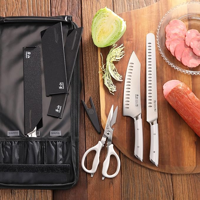 Cangshan HELENA Series German Steel Forged BBQ Knife Set (White, 9-Piece Bag Set)