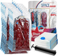 Hanging Vacuum Storage Bags for Clothes & Coats – 8 Pack (4 Small & 4 Large) Vacuum Seal Garment Bags for Hanging Storage – Space Saving Compression Bags for Clothing, Jackets – Transparent
