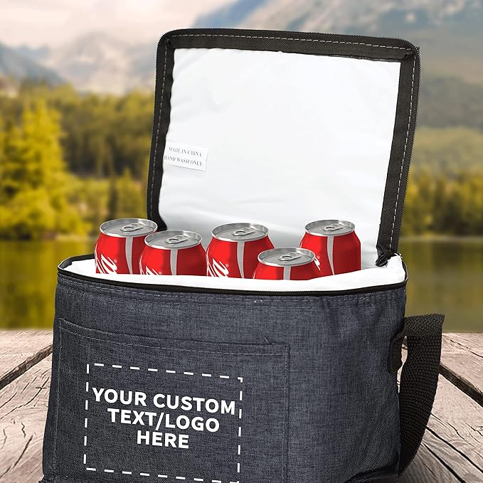 Custom Insulated Cooler Lunch Bag Set of 50, Personalized Bulk Pack - Perfect for Work, Travel, Outdoor Events - Black