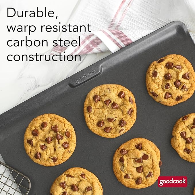 GoodCook AirPerfect Non-Stick Air Insulated 14” x 12” Cookie Sheet - Carbon Steel Cooking Pans, No Burn Insulation Bakeware, Cookie Sheets for Baking, Oven Pan Set (Pack of 6)