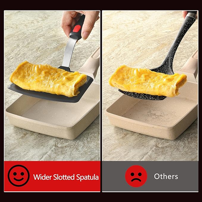 Silicone Wide Spatula, Slotted Turner for Cooking or Baking, Large Pancake Spatula for Egg, Fish, Steak, Flipping and Wok Use, Dishwasher Safe