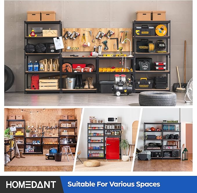 HOMEDANT 5 Tier Laminated Boltless Metal Shelving Unit Adjustable Garage Storage Utility Rack Heavy Duty Shelves Organization Shelf Warehouse Pantry Shed 35.9" W x 18.2" D x 71.3" H 10Pack