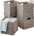 Best Choice Products 13x13in Pack of 5 Cube Storage Baskets, Water Hyacinth Multipurpose Collapsible Organizers, Handwoven Laundry Totes for Laundry, Living Room, Kids Room & Nursery - Gray