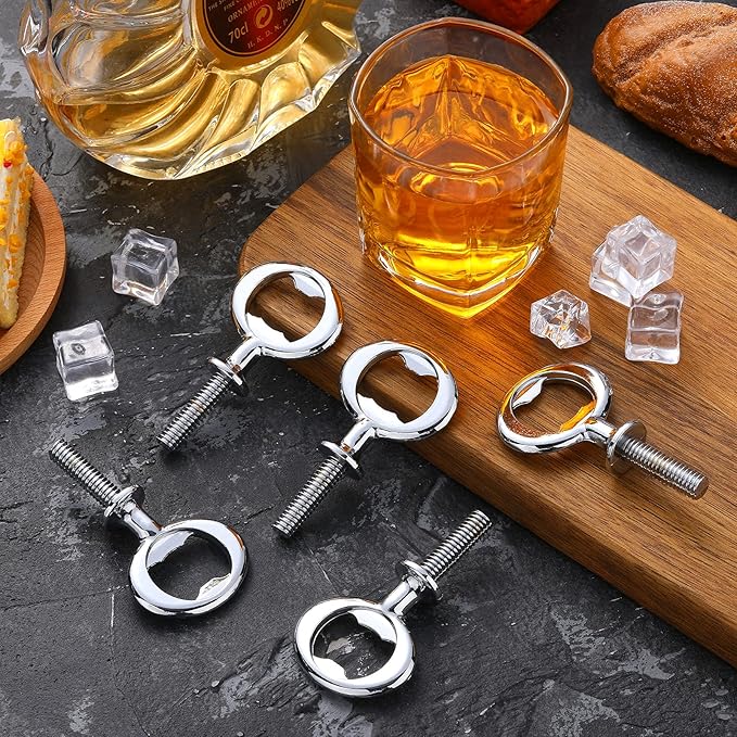 Metal Bottle Opener Kit Blank Bottle Opener Stainless Steel Open Inserts Hardware for Wedding Wine Party DIY Project Craft Wood Turning(Silver,15 Pieces)