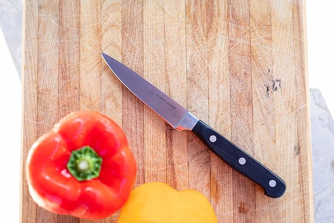 DURA LIVING 3.5 Inch Paring Knife – Essential High Carbon Stainless Steel, Razor-Sharp, Multipurpose Small Kitchen Knife, Ergonomic Handle, Perfect for Precision Tasks, Sleek Black Design