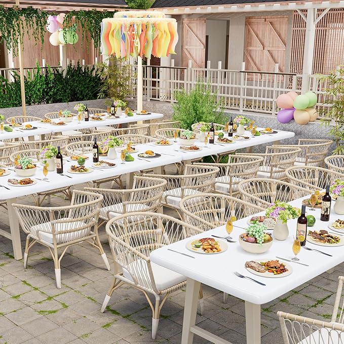 homing Rectangle Table Cloth Cover, Waterproof Polyester Elastic Fitted Tablecloth, Fits for 5 Foot Folding Tables, Washable Table Protector for Picnic, Camping, Outdoor (White, 36" x 60")