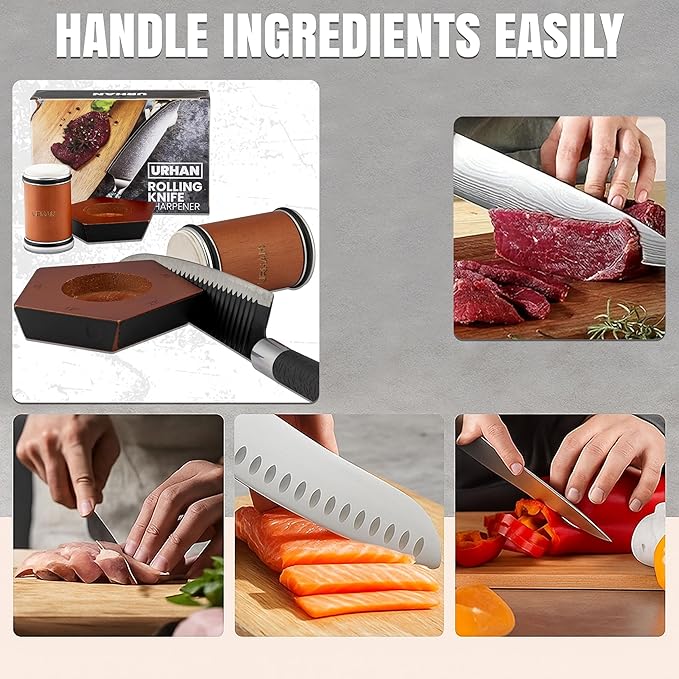 Rolling Knife Sharpener Kit – 5 Magnetic Angles (12, 15, 17, 19 & 22 Degrees) – Diamonds and Ceramic Discs – Durable Knife Sharpening System – Easy to Use at Home – Suitable for Kitchen Knives