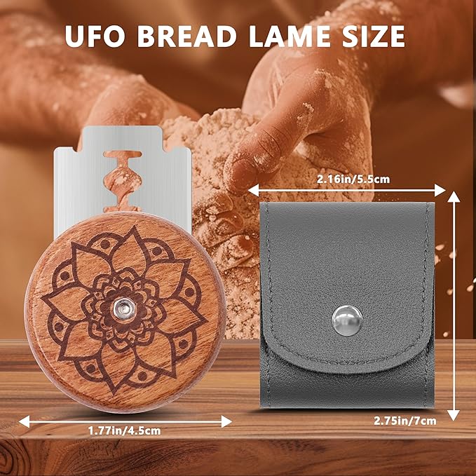 UFO Bread Lame Cutter for Homemade Sourdough,Bread Scorer Tool for Sourdough with 5 Blades and Storage Cover,Slashing Tool Bread Cutting Knife for Artisan Bread and Baguette Makers,Lotus