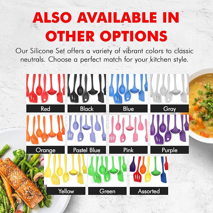 Chef Craft 42077 7 Piece Silicone Kitchen Tool and Utensil Set, Red