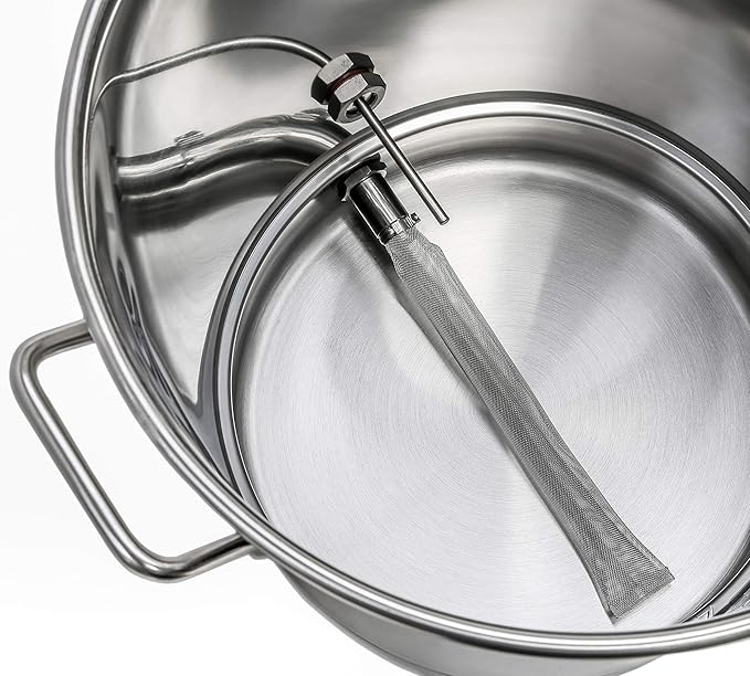 BREWSIE Stainless Steel Home Brew Kettle w/Dual Filtration. Equip with False Bottom Thermometer and Ball Valve for Brewing (16 Gal/ 64 QT)…