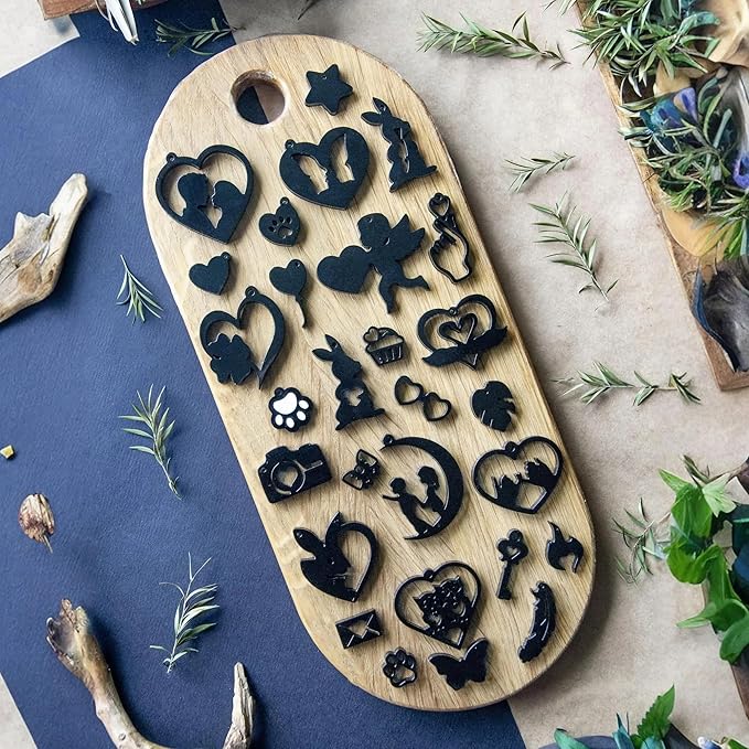 Keychain Resin Molds Silicone with Hole, 43pcs UV Resin Jewelry Mold, Epoxy Resin Molds for Keychain Pendant Jewelry Making Molds for Epoxy Resin Earring Mold, Earrings, Necklace
