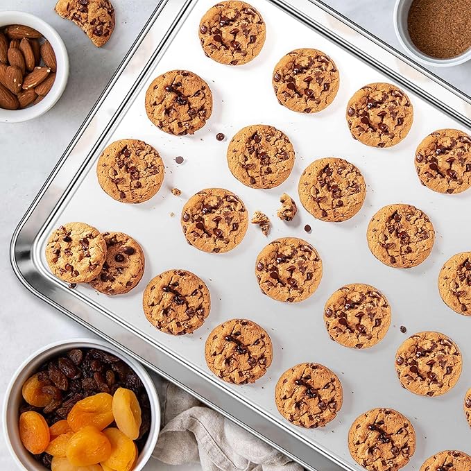 Homikit 1 Pack Baking Sheet, 20 x 14 Inches Stainless Steel Large Cookie Pan, Heavy Duty Metal Sheet Tray for Oven Baking Roasting Cooking, Rustproof & Nonstick, Dishwasher Safe