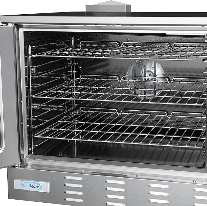 KoolMore 38 in. Full Size Double Commercial Liquid Propane Convection Oven 108,000 BTU With Stacking Kit in Stainless-Steel (KM-DCCO54-LP)