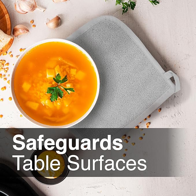 RITZ Terry Potholder & Hot Pad: Unparalleled Heat Resistant, Durable 100% Cotton – Ergonomically Designed for Optimal Grip – Easy-Care Machine Washable – 2-Pack, Titanium