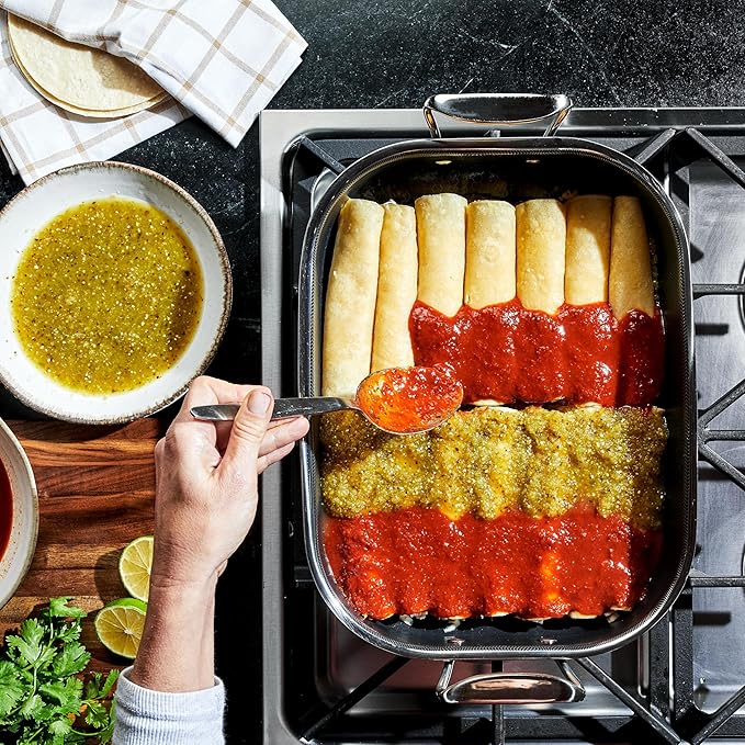 HexClad Hybrid Nonstick Small Roasting Pan with Rack, Dishwasher-Friendly, Oven-Safe Up to 900°F, Compatible with All Cooktops