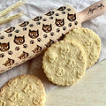 PUSSY CAT EMBOSSING ROLLING PIN ENGRAVED with CAT PAW for EMBOSSED COOKIES or PASTA KITTY CATS